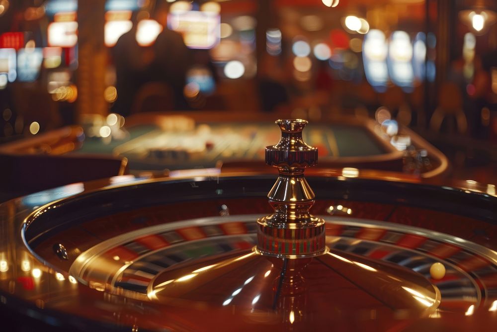 Electronic roulette wheel in casino with defocused people in background transportation automobile gambling.