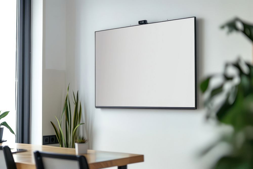 Tv screen furniture plant chair.