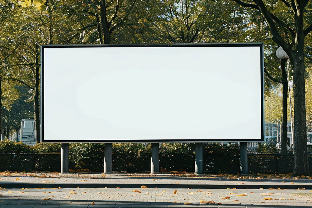 Large blank white billboard advertisement electronics screen.