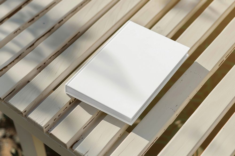 White book cover bench wood architecture.