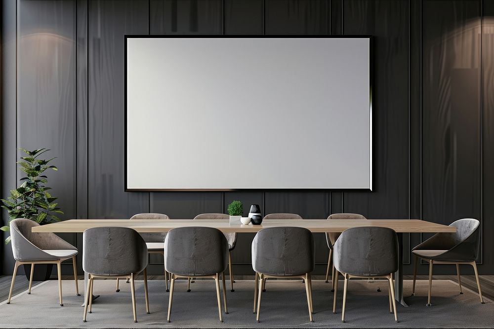 Blank tv screen table room meeting room.
