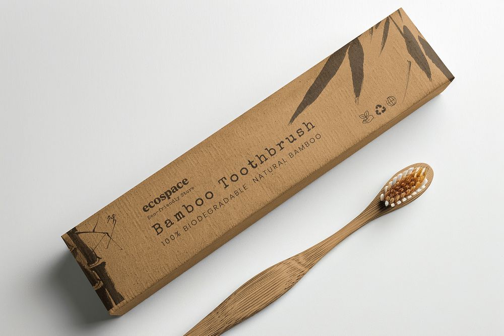 Disposable paper toothbrush box mockup psd