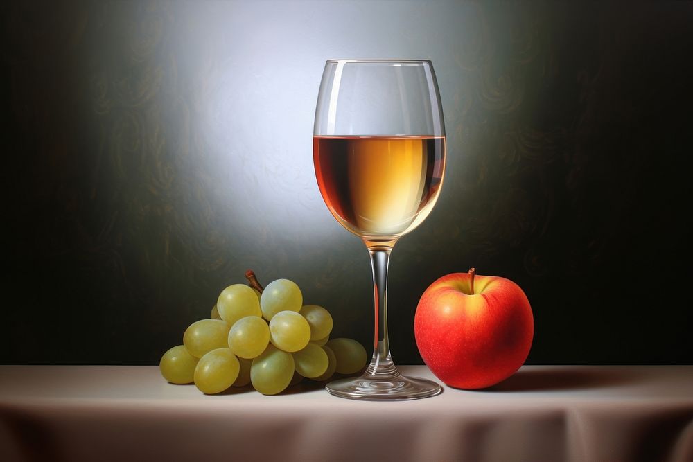 Glass apple wine wine glass.
