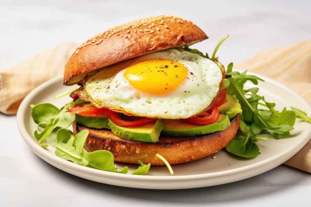 Breakfast burger plate food egg.