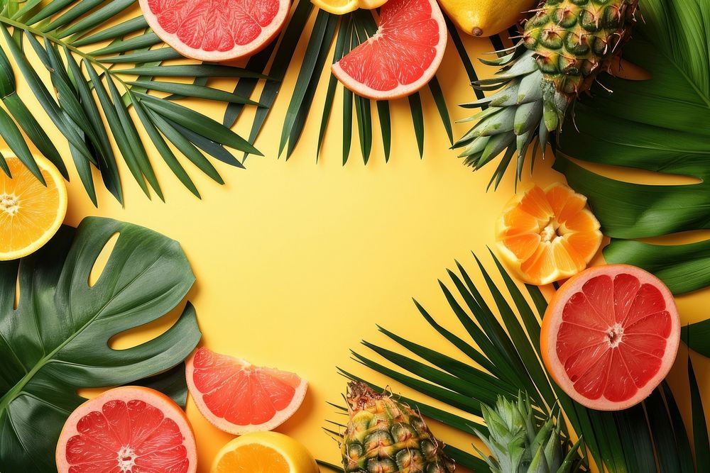Summer background fruit grapefruit pineapple.