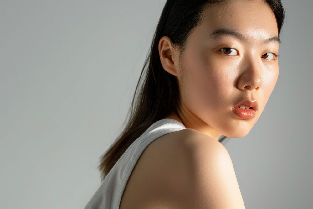 Skincare asian woman model shoulder female person.