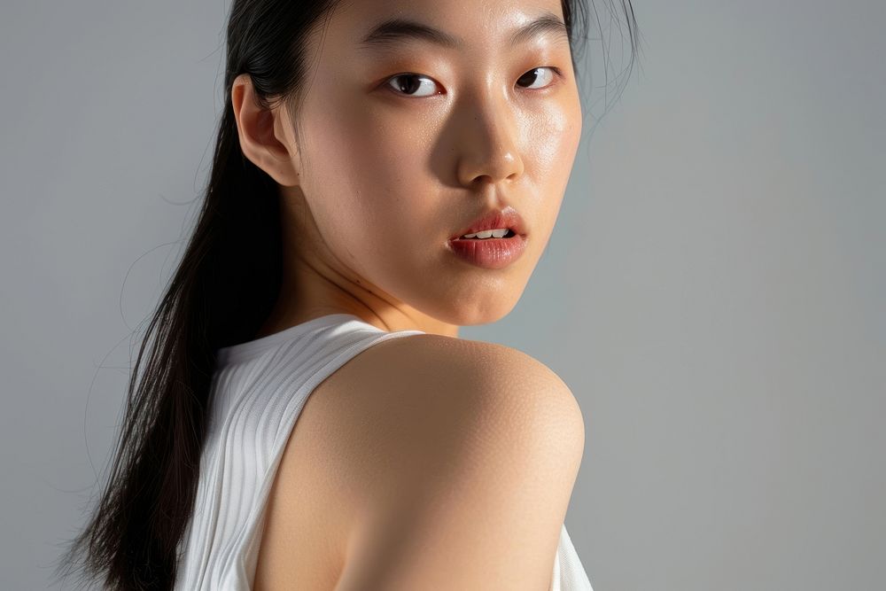 Skincare asian woman model shoulder person female.