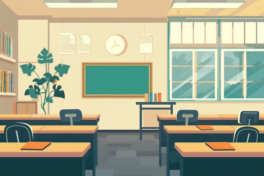 Empty classroom architecture blackboard furniture.