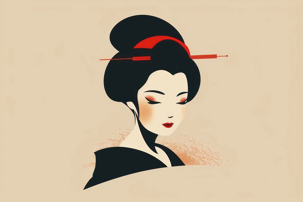 Geisha illustrated painting stencil.