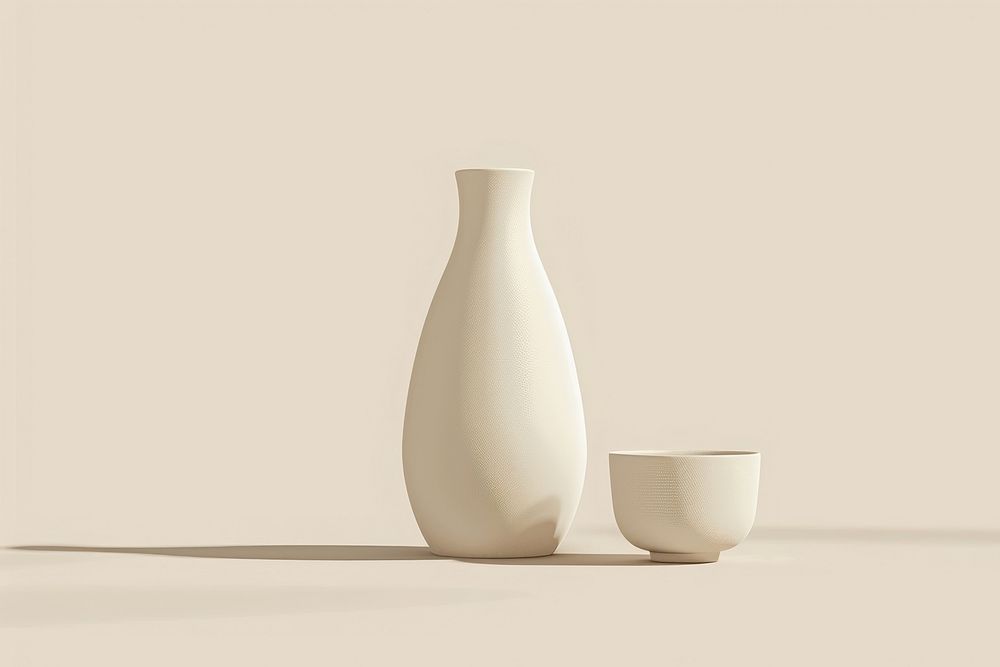 Sake bottle and cup porcelain beverage pottery.