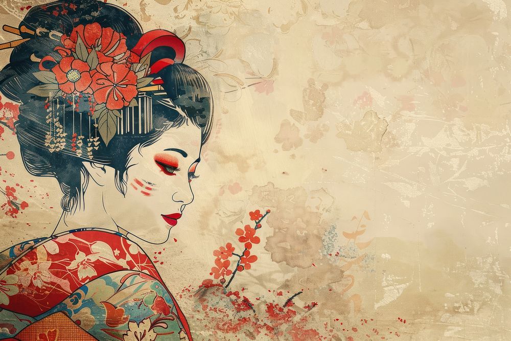 Geisha art clothing painting.
