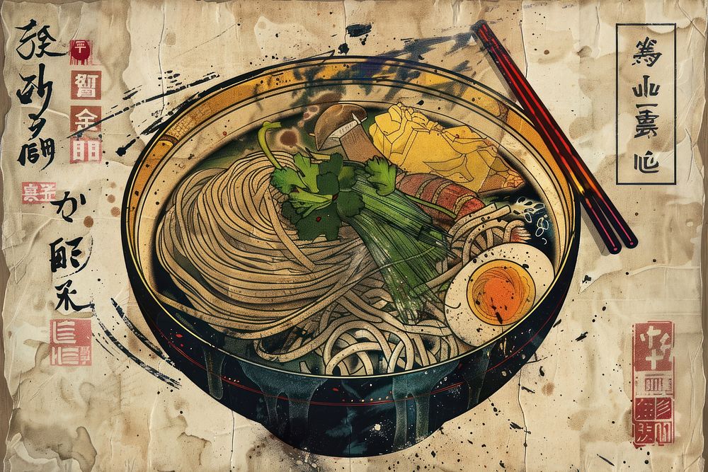 Miso soup noodle food meal.