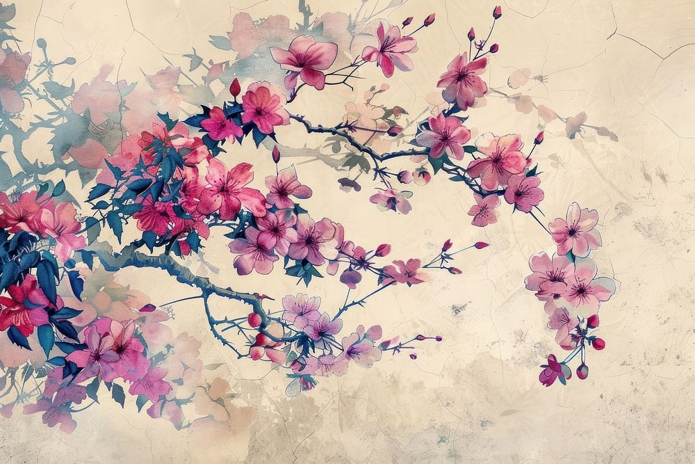 Sakura flower art painting graphics.