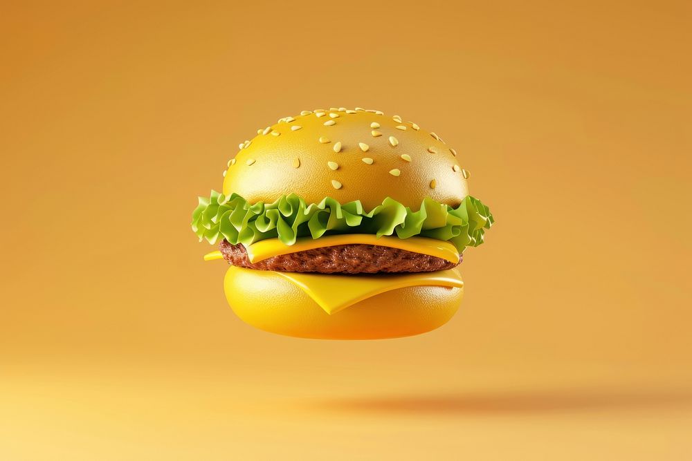 3D illustration of fast food burger food presentation.