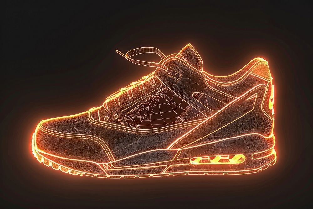Render of glowing sneaker clothing footwear apparel.