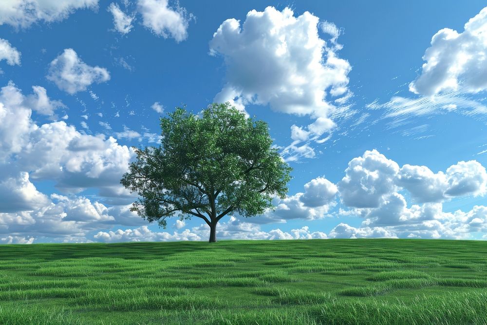 Field tree sky landscape.