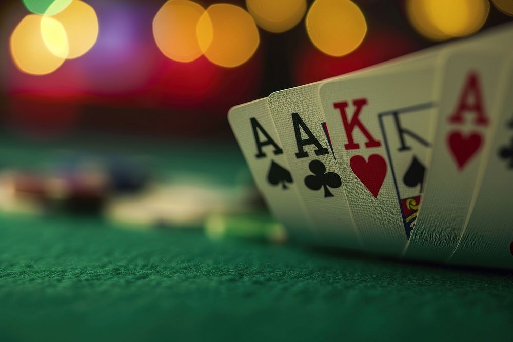 Deck of poker card gambling game text.