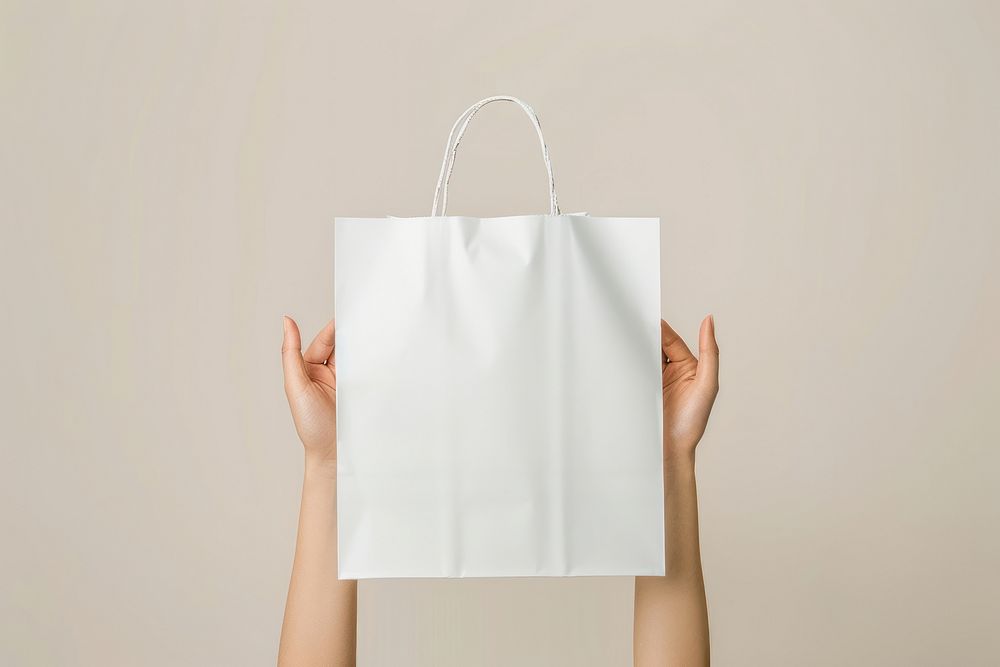 A white plastic mailing bag mockup accessories accessory handbag.