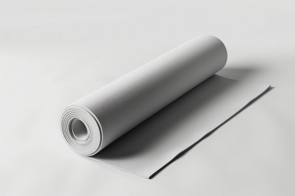 Light gray yoga mat mockup paper smoke pipe.