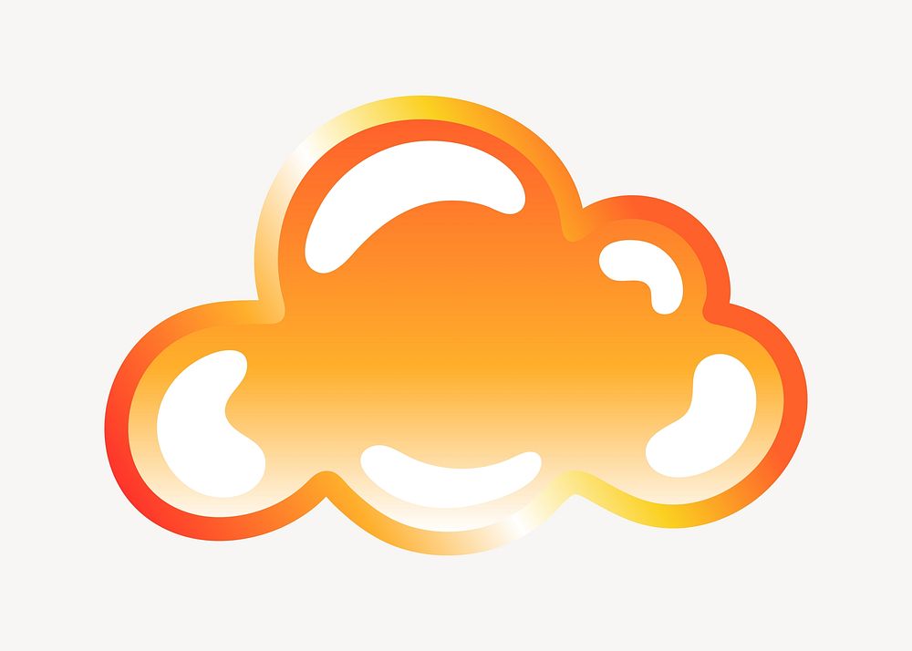 Cloud icon in cute funky orange shape illustration