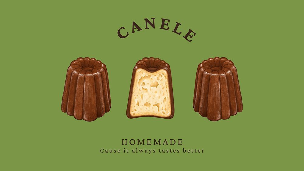 Homemade canele  presentation template, French pastry shop