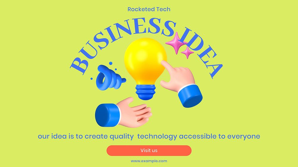 Business idea blog banner template 3d design