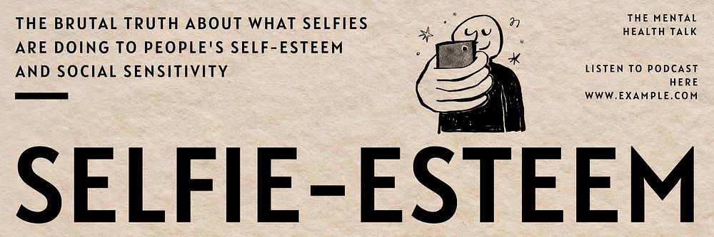 Selfie-esteem doodle email header template