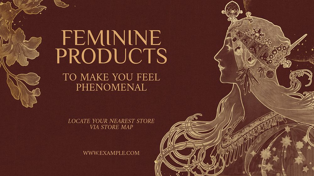 Art Nouveau blog banner template woman design, remixed by rawpixel