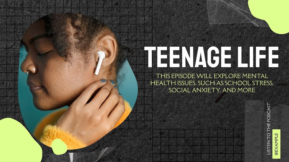 Teenage life podcast banner template Free Photo rawpixel