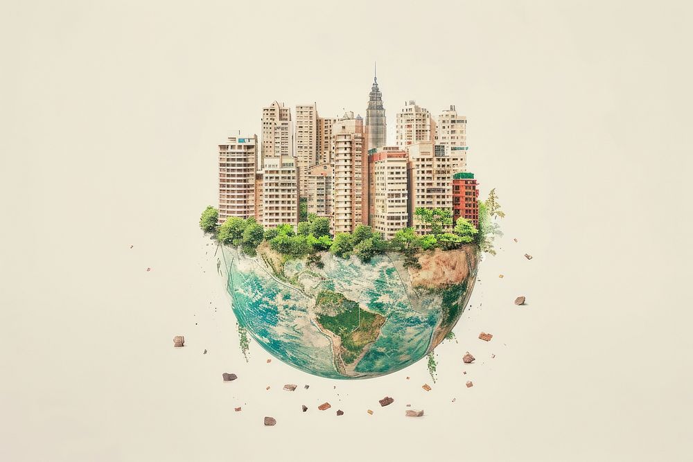 Earth with building architecture cityscape landscape.