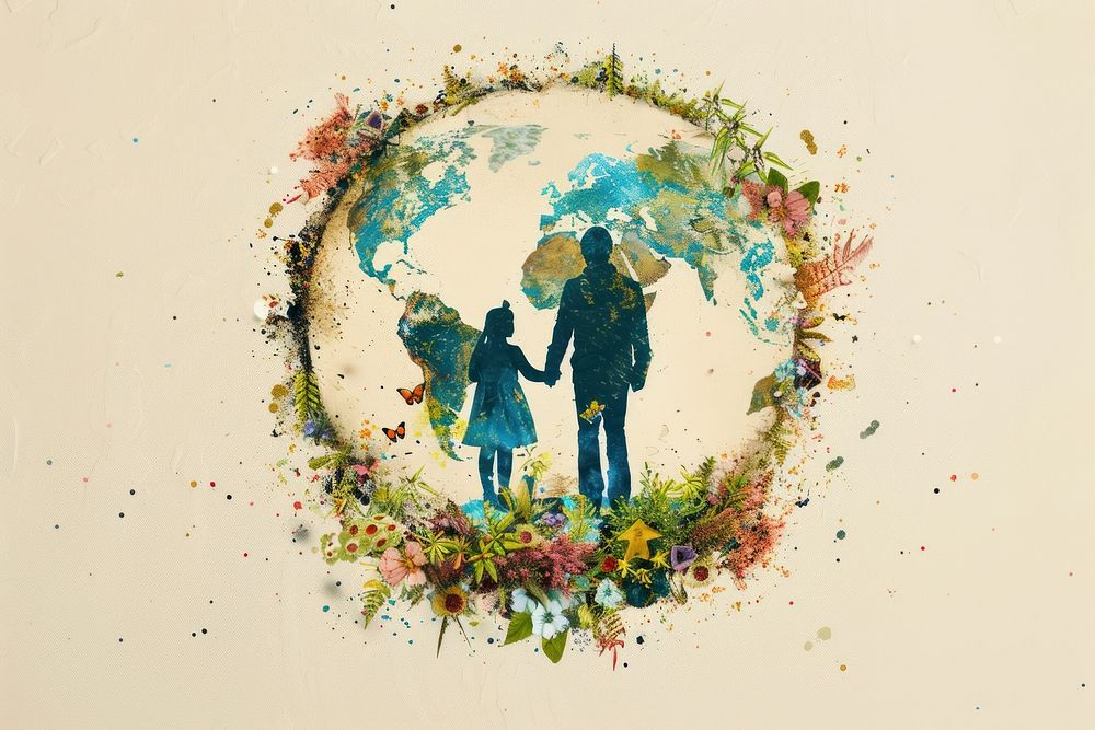 Earth with kids photography painting graphics.