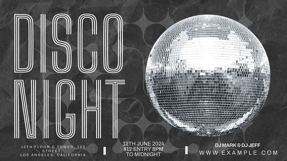 Disco night  blog banner template
