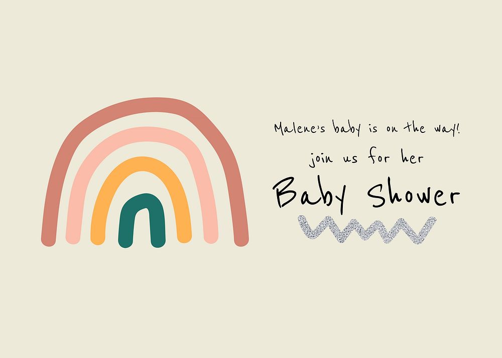 Rainbow baby shower template, pastel invitation card