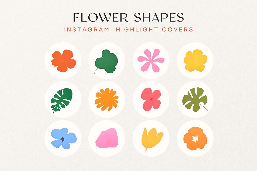Flower shapes Instagram story highlight cover template set