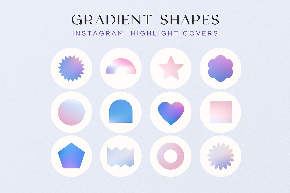 Gradient shapes Instagram story highlight cover template set