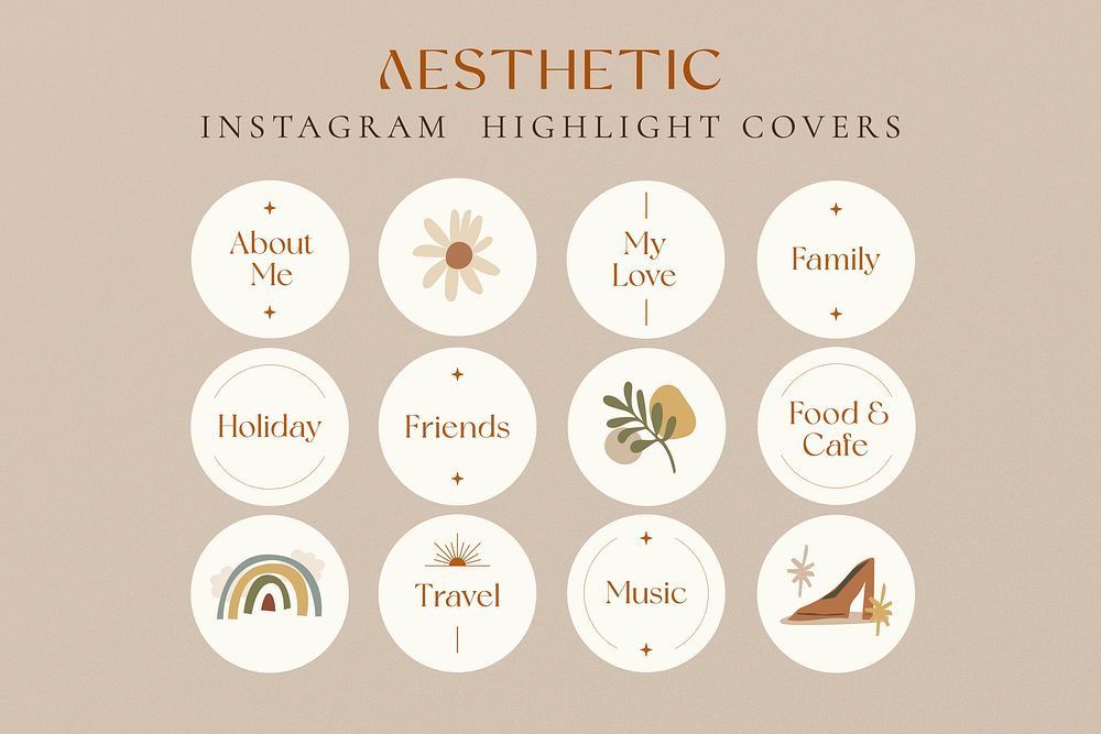 Aesthetic Instagram story highlight cover template set
