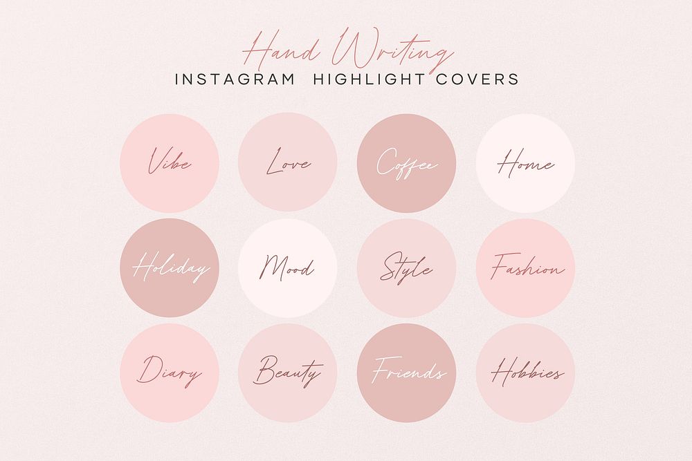 Pink hand writing Instagram story highlight cover template set