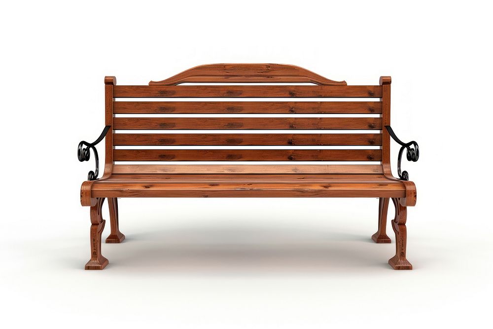 Elegant wooden park bench