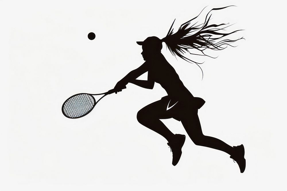 Silhouette tennis player action