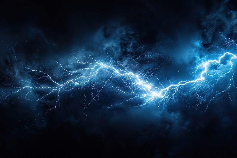 Electric blue lightning storm