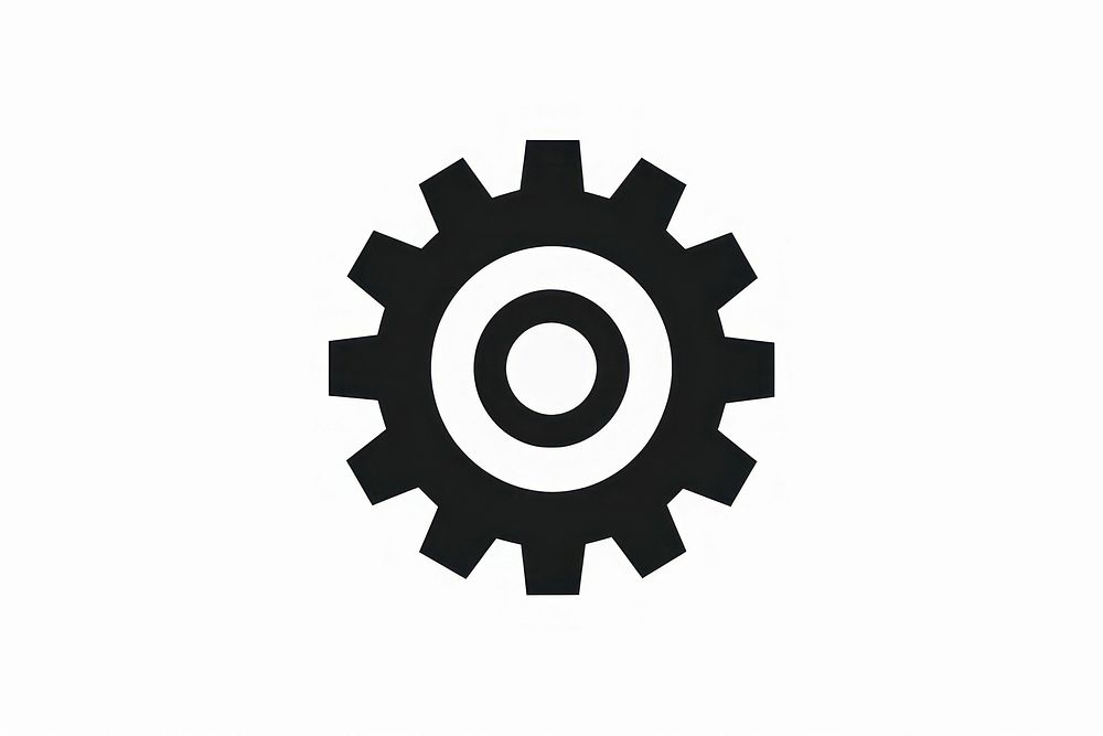 Black gear icon on white