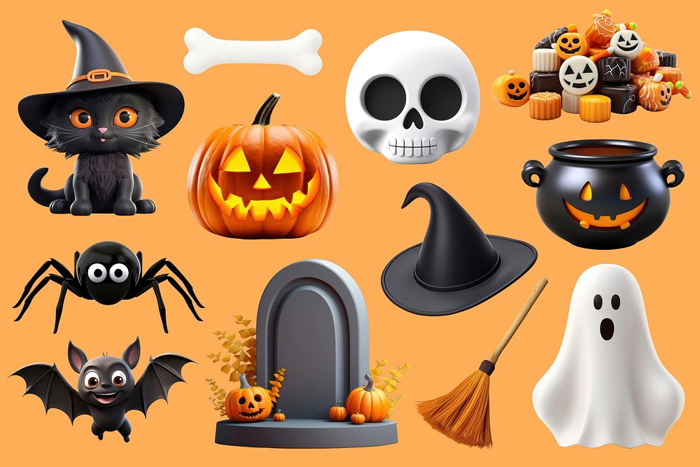 3d Halloween decoration element   set