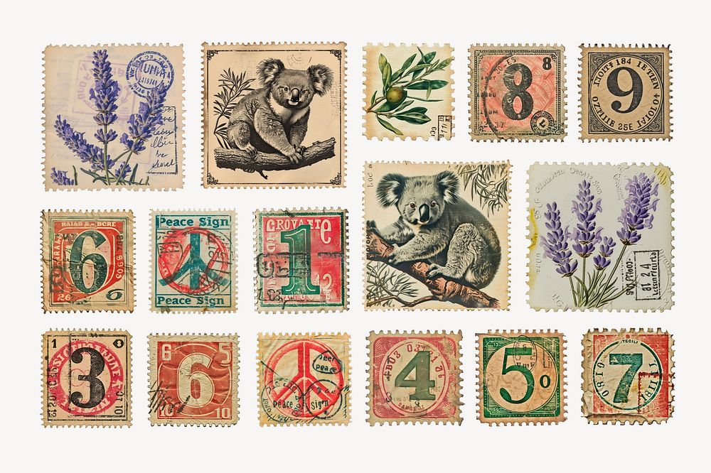 Vintage stamp design element set