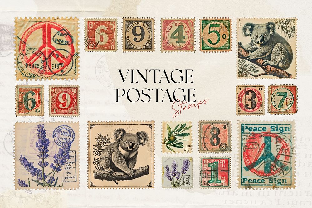 Vintage stamp design element set