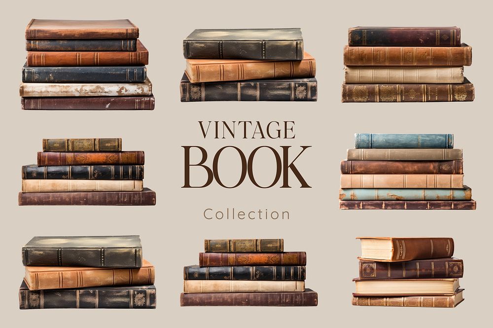 Vintage book element set