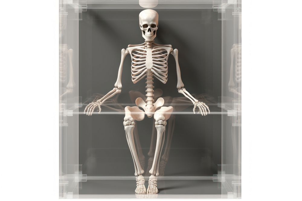 Skeleton seated transparent cube illustration | Free Photo Illustration ...