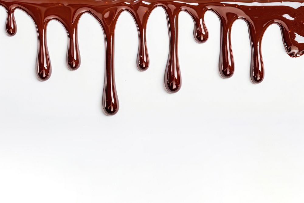 Dripping chocolate on white background