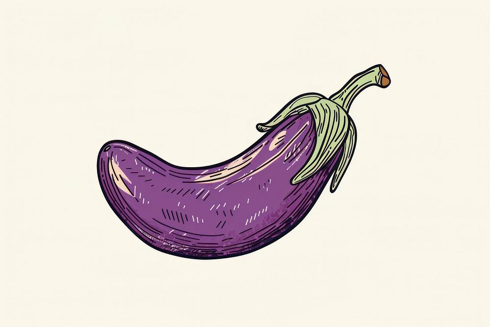 Hand-drawn purple eggplant illustration