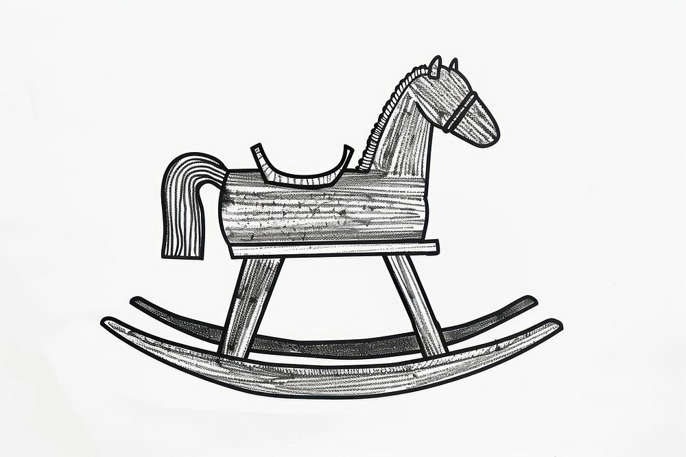 Vintage wooden rocking horse illustration