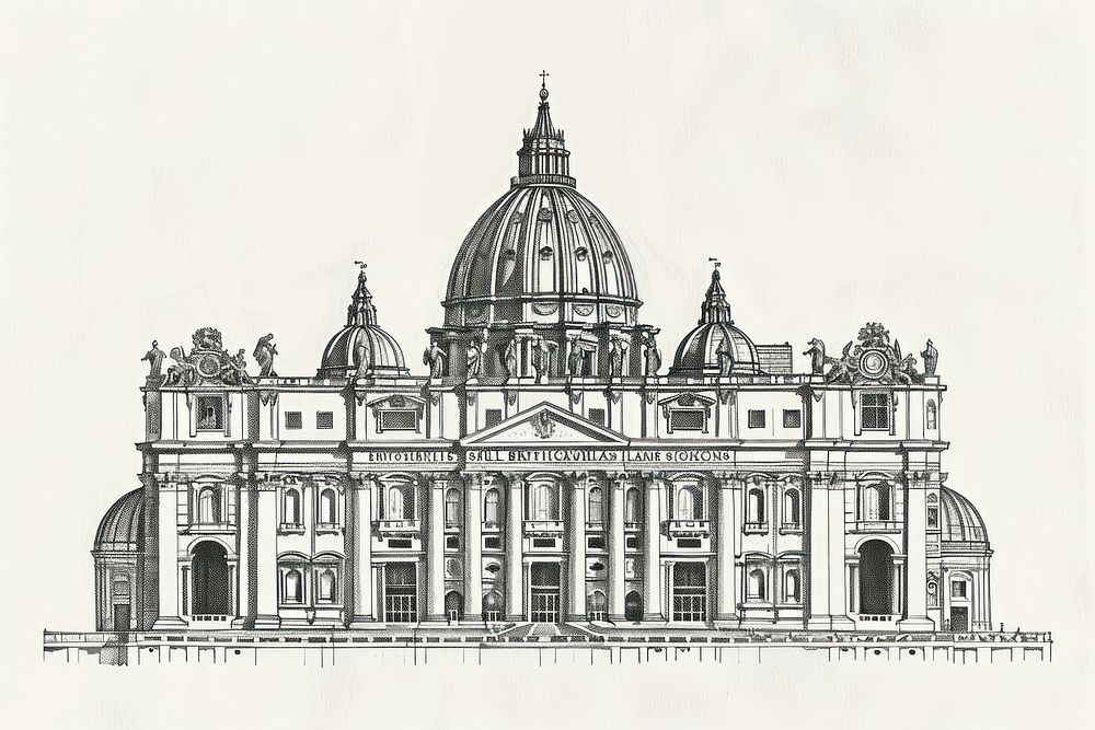 Detailed architectural drawing of basilica